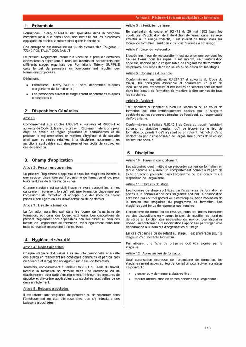 Documents disponibles 2 Reglement interieur formations longues Page 1