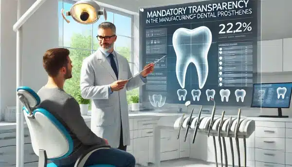 Prothèses Dentaires : Transparence Renforcée par le Règlement 2017/745 3 un dentiste expliquant les réglementations à un patient