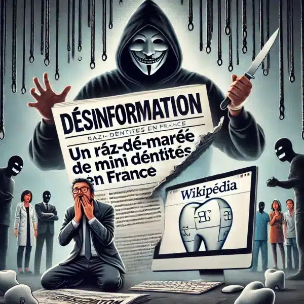 Le Mythe de la Plainte : Démasquons la Désinformation du Lobby Dentaire 4 Illustration d'un journal avec des titres trompeurs et exagérés.